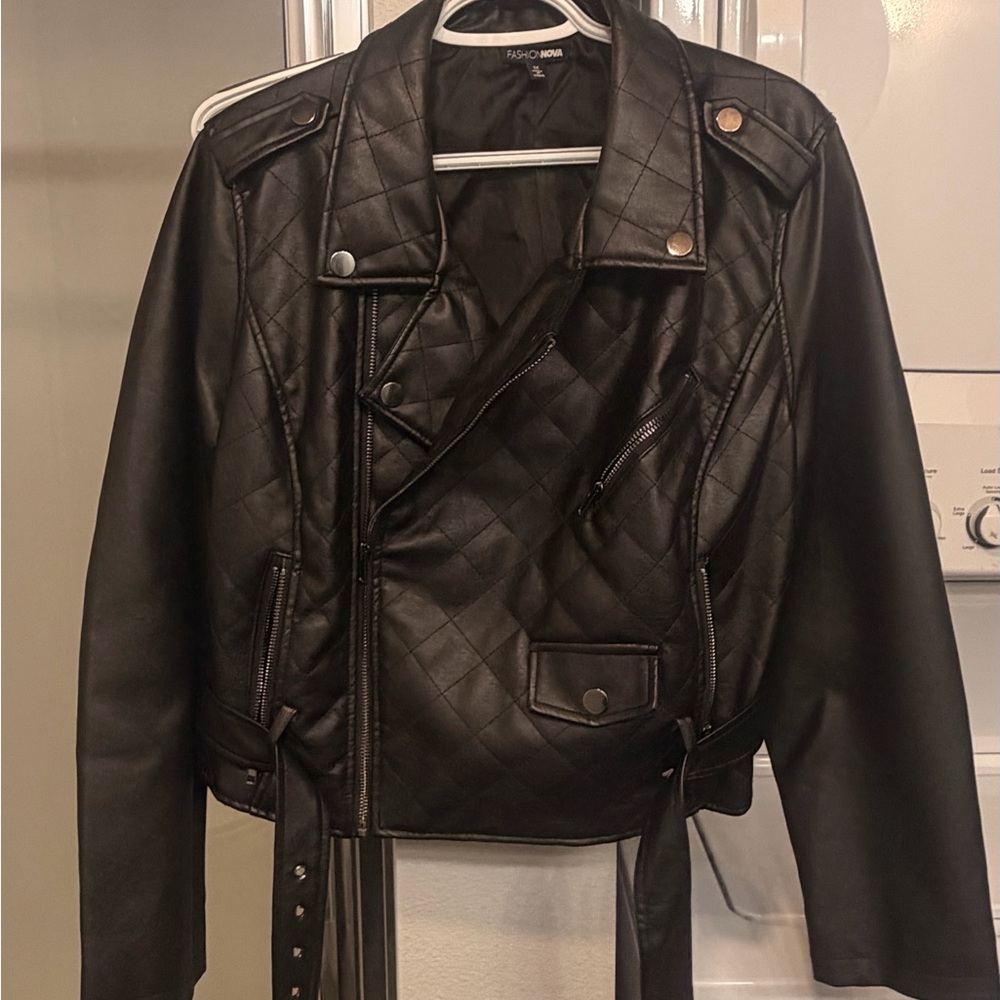 Fashion Nova Black Quilted Leather Jacket